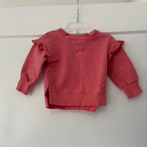 Little Bipsy Coral Pink Ruffle Sleeve Crewneck Sweatshirt 
6-12 months